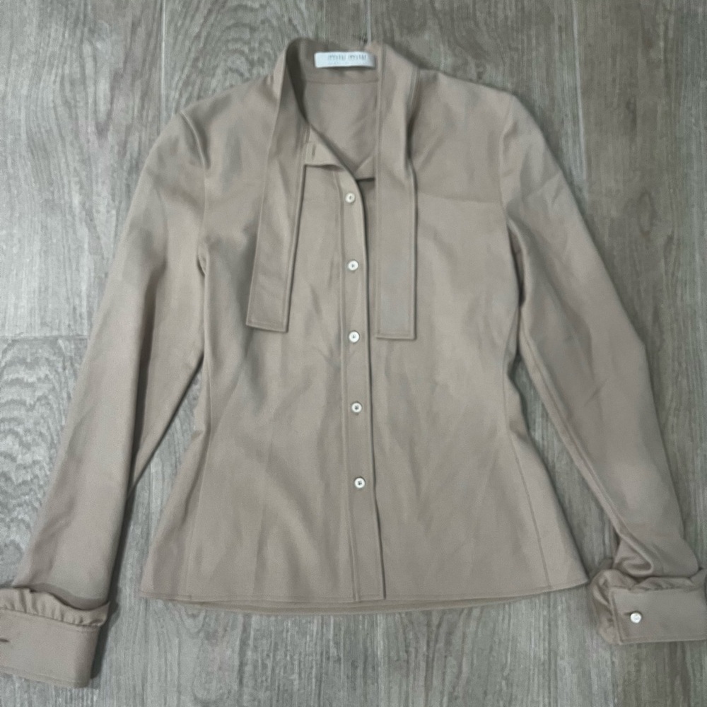 Miu Miu Button Down Ruffle Cuff Sleeve Blouse - image 2